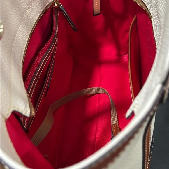 Dooney & Bourke Cream and Tan Satchel with Structured Design AWL - Picture 9 of 12